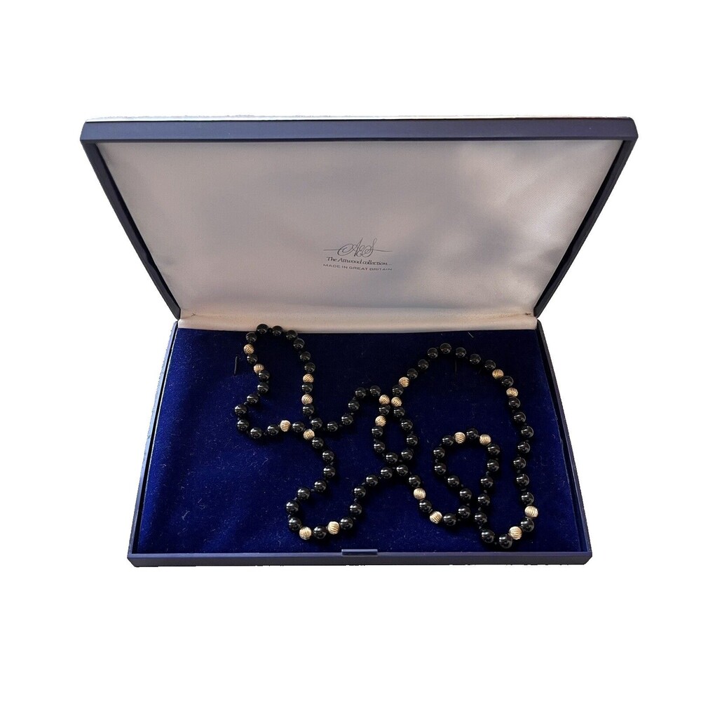 Attwood & Sawyer Vintage Attwood Collection Black Simulated Pearl Necklace 16"